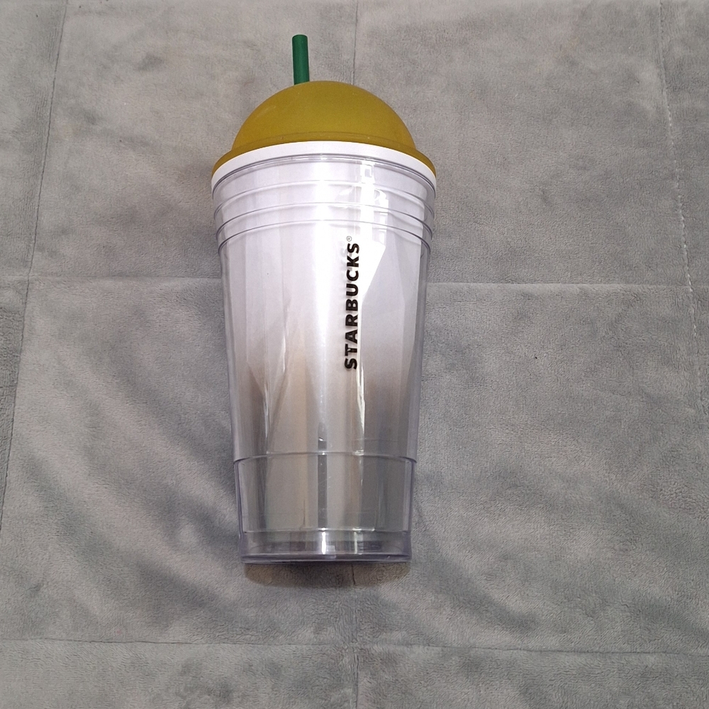 Starbucks Chiseled Faceted Ombre Yellow White Frappucino Cup